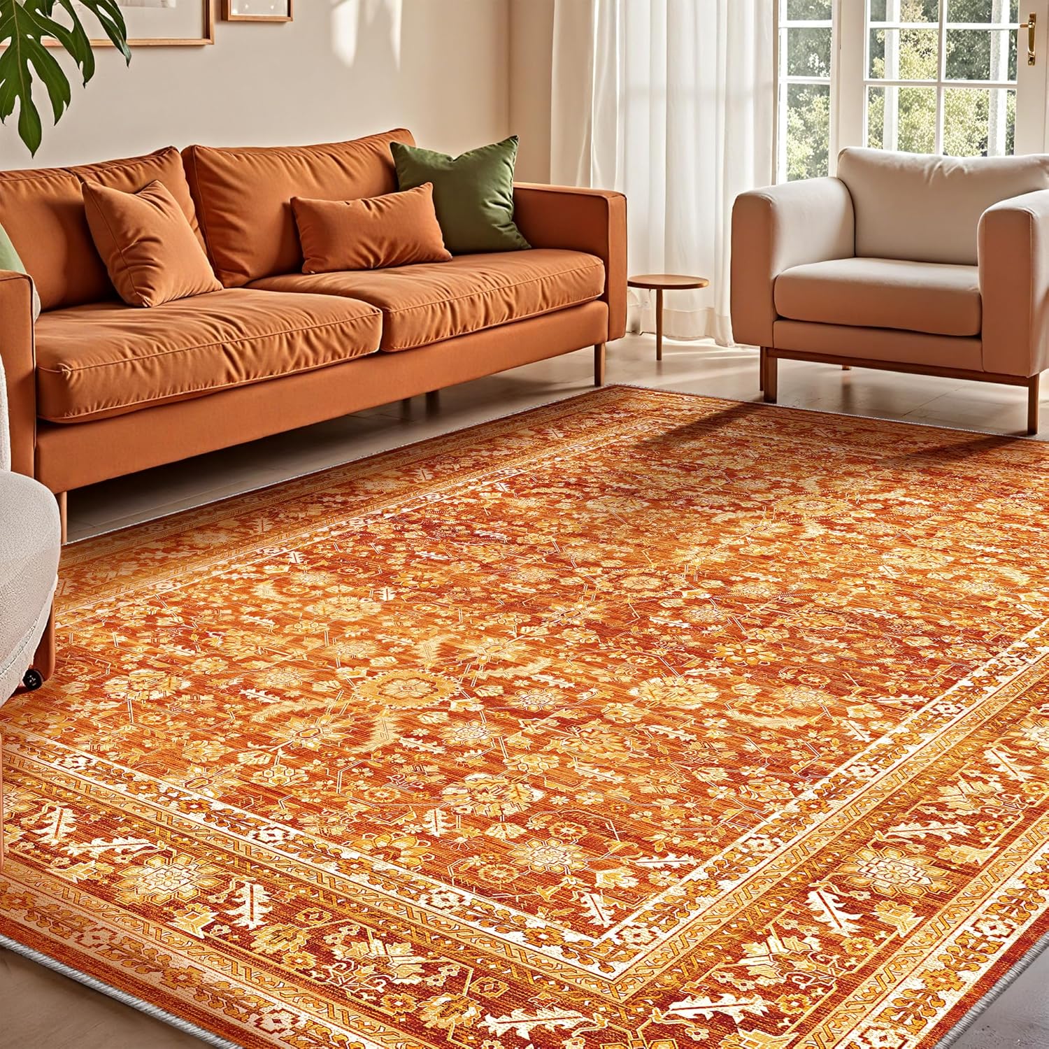 OPPODREAM Vintage Orange Area Rugs 5x7 for Any Room