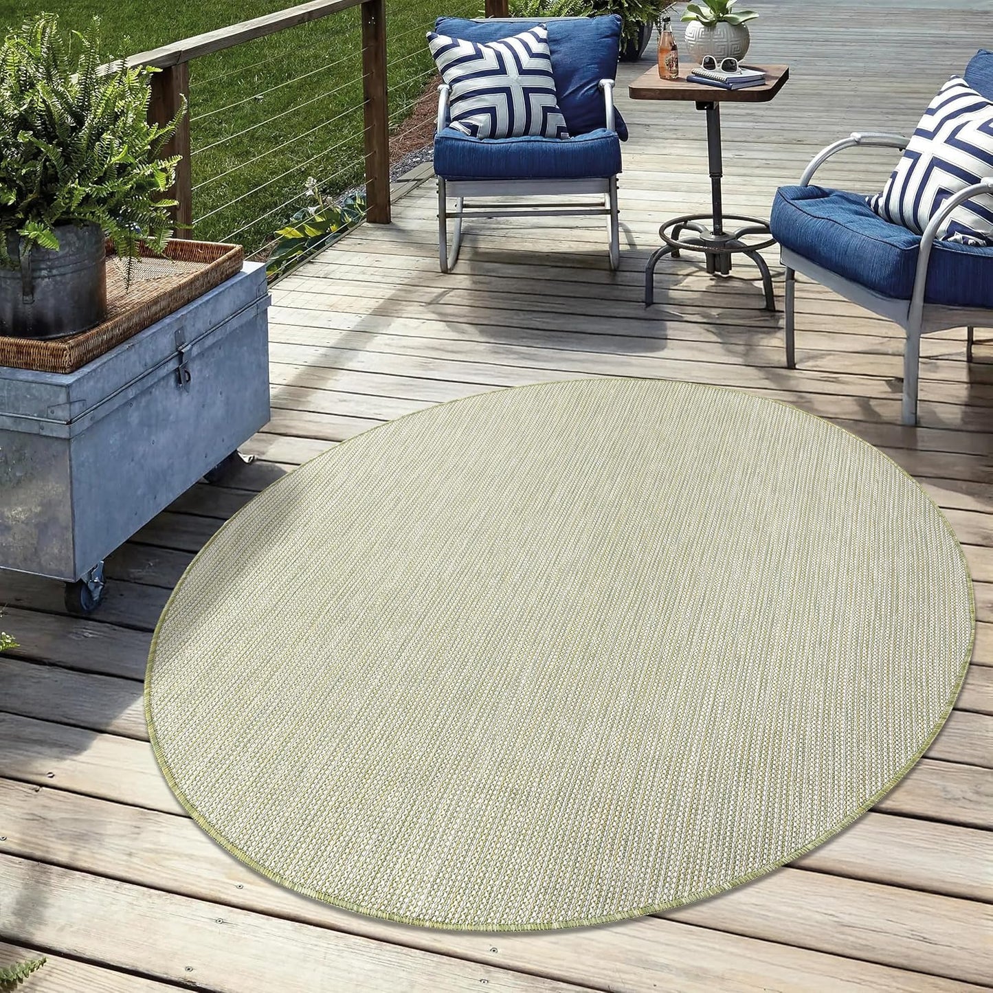 Keen Home Design Terrace Outdoor Round Rug - 8ft Washable Rug