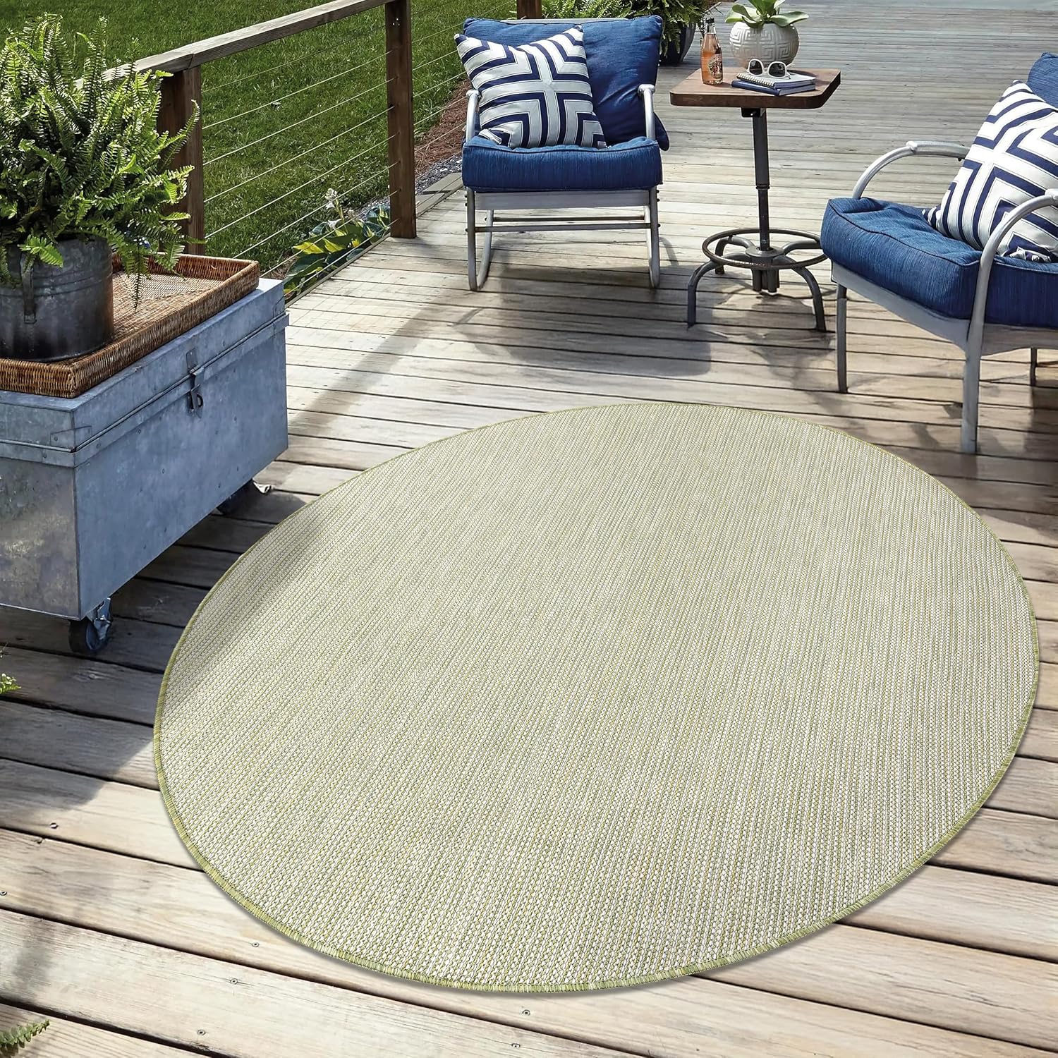 Keen Home Design Terrace Outdoor Round Rug - 8ft Washable Rug