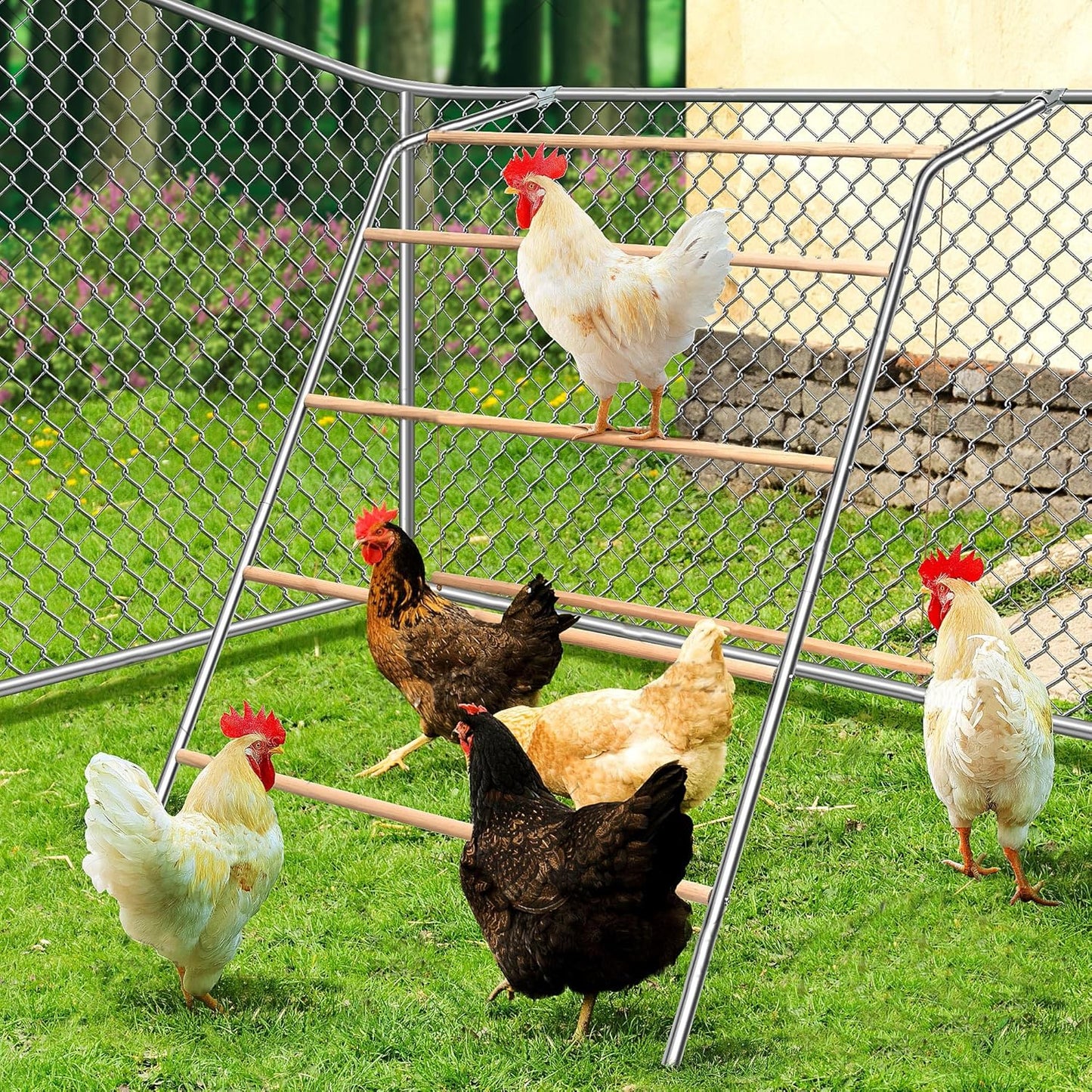 YUMEKA Chicken Roosting Bars with Swing for Backyard Poultry