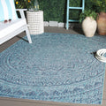 Courtyard 5 ft 3 in x 7 ft 7 in Navy Aqua Outdoor/Indoor Rug - Durable