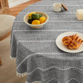 ZeeMart Hemstitched Embroidery Striped Boho Tablecloth 60 Inch