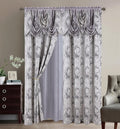 GLORY RUGS Jacquard Luxury 2 Curtain Panel Set with Valance - Elegant