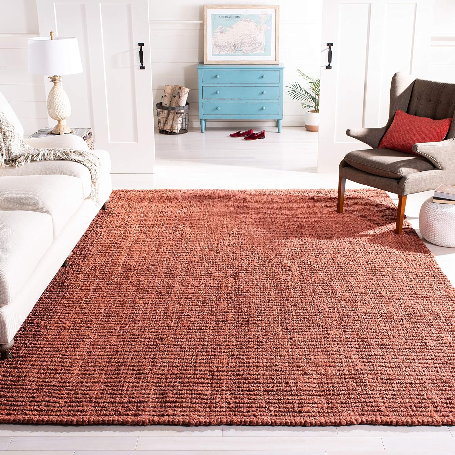 Handmade Jute Area Rug 6ft Square - Natural Fiber Collection