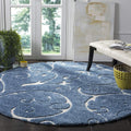 SAFAVIEH Florida Shag 5 ft Round Light Blue/Cream Rug - Plush Comfort