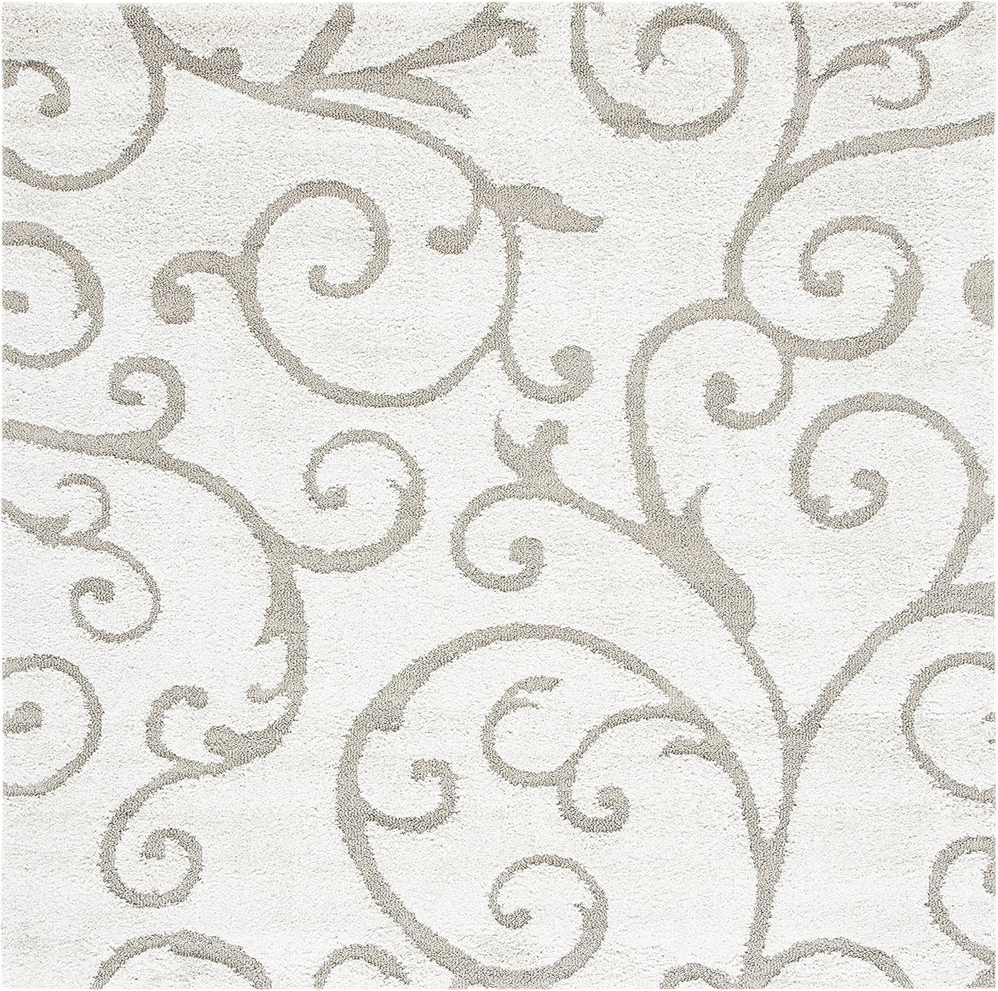 SAFAVIEH Florida Shag Collection Area Rug - 6ft 7in Square Ivory