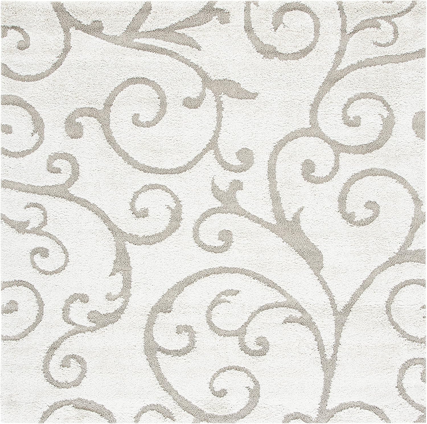 SAFAVIEH Florida Shag Collection Area Rug - 6ft 7in Square Ivory