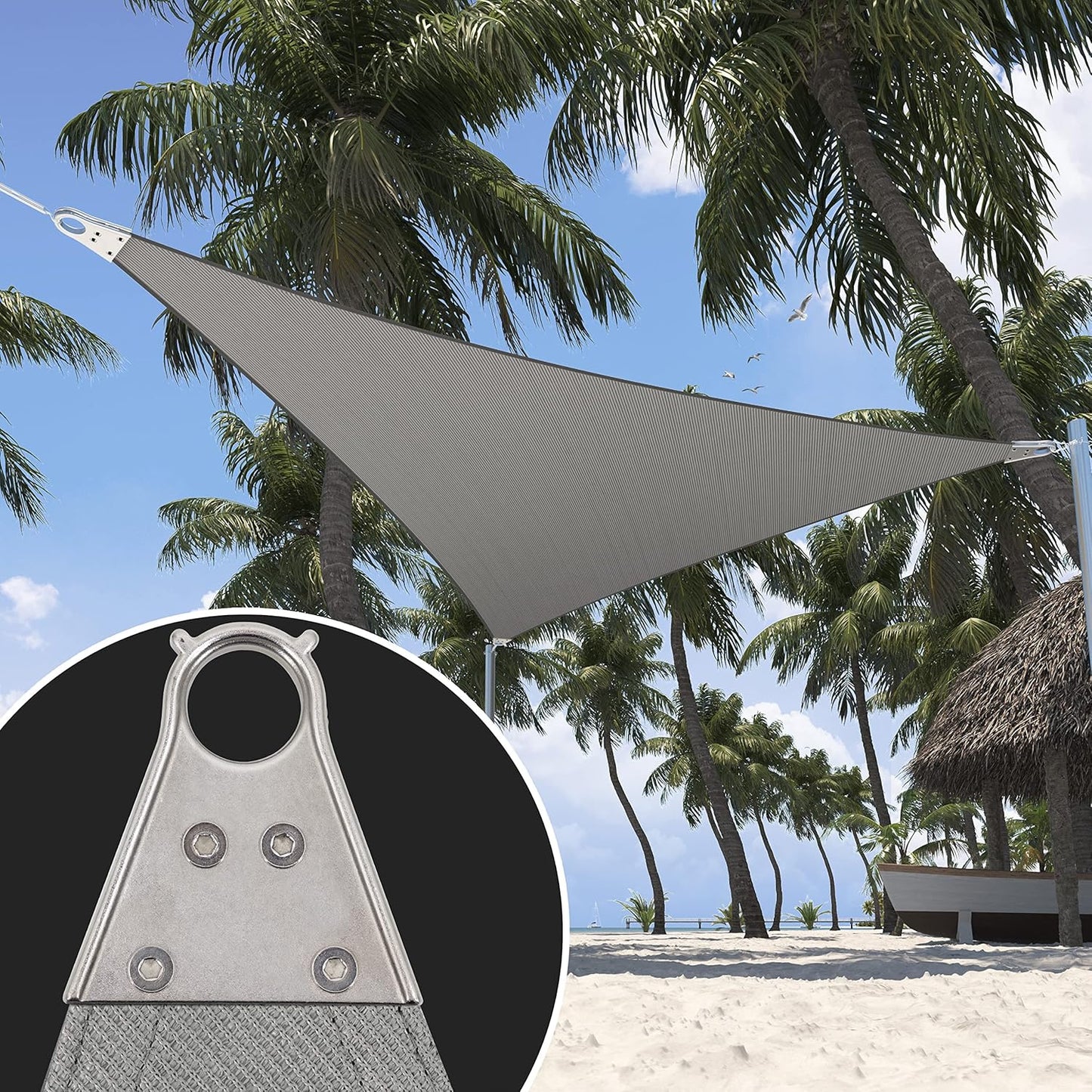 Heavy Duty Triangle Shade Sail 19ft x 28ft for UV Protection