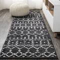 JONATHAN Y Boho Vintage Diamond Black/Ivory Runner Rug 2X14 ft