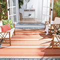 SAFAVIEH Courtyard 7ft1 Square Terracotta Stripe Rug - Indoor/Outdoor