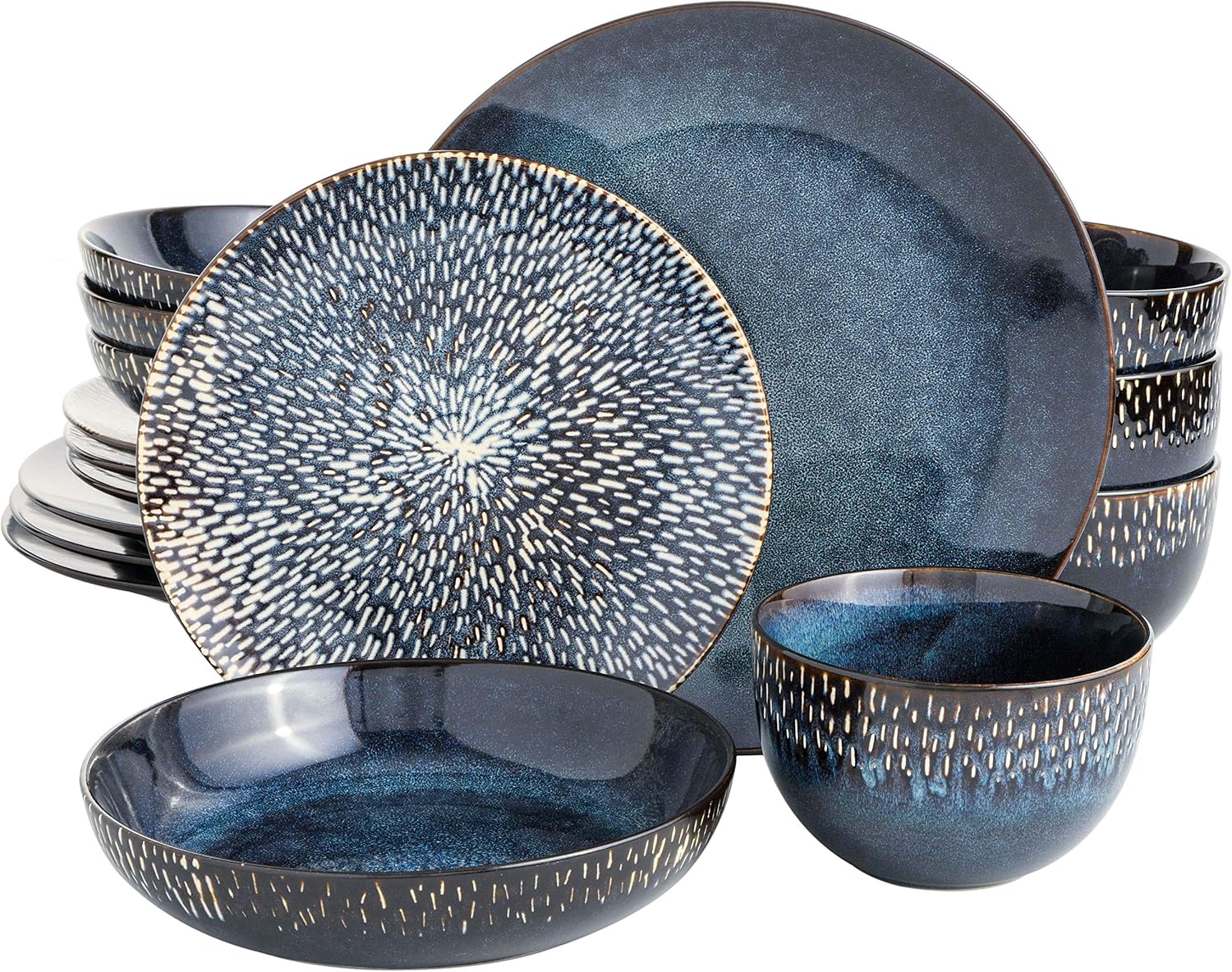 Gibson Elite Matisse 16 Piece Dinnerware Set in Cobalt Blue