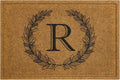 Laurel Monogram Door Mat Letter R 2 ft x 3 ft - Durable Faux Coir