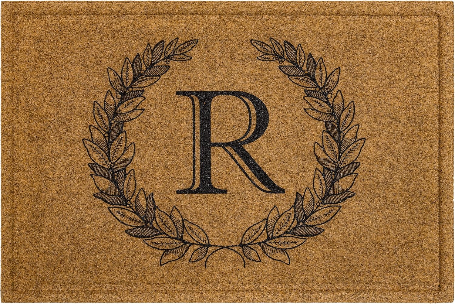 Mohawk Home Entryway Door Mat with Monogram Letter R Design