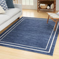 Nourison Home Essentials Solid Bordered Navy/Ivory 4 ft x 6 ft - Easy