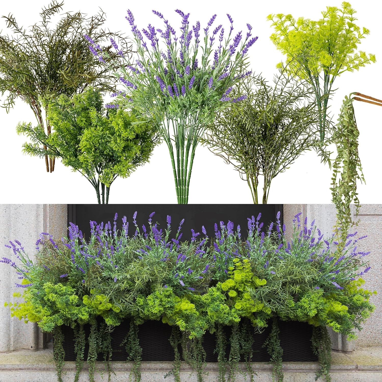 Fake Plants Outdoor - UV Resistant Artificial Flowers for Decor