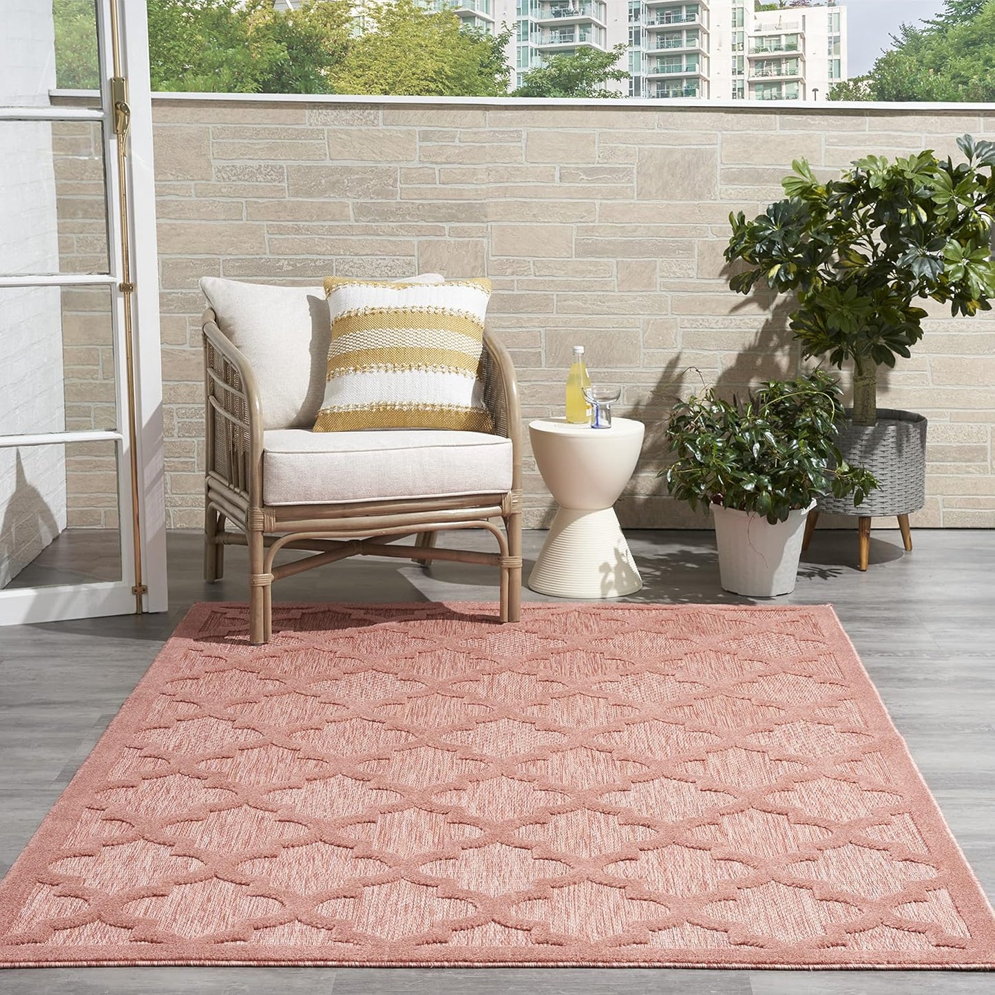 Nourison Home Easy Care Moroccan Coral/Orange Area Rug 5ft x 7ft