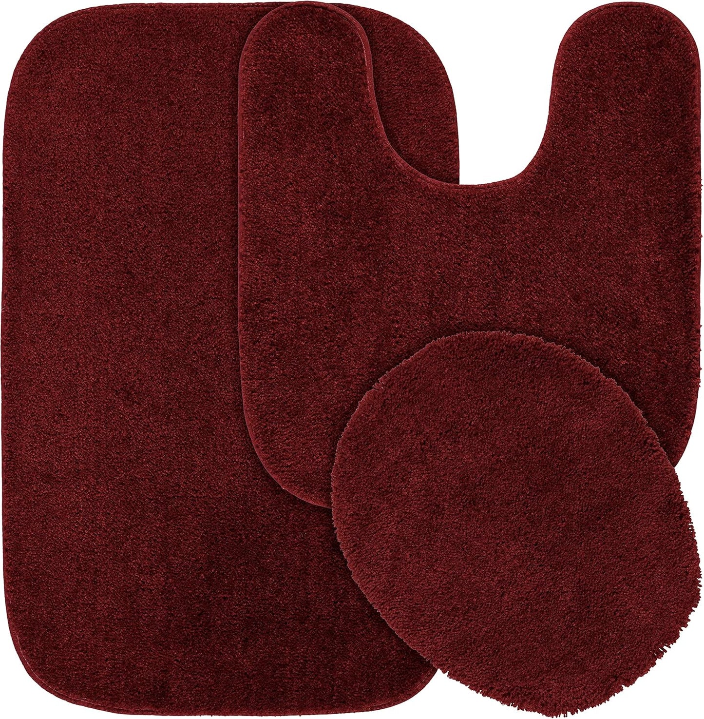 Garland Rug Traditional Nylon Washable 3 Piece Set in Chili Red