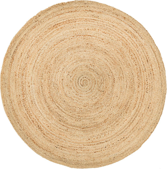 Natural Jute Rug - Handwoven Braided Vintage Area Rug for Home