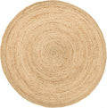 Handwoven Jute Area Rug 5 ft Round - Reversible Natural Braided Design