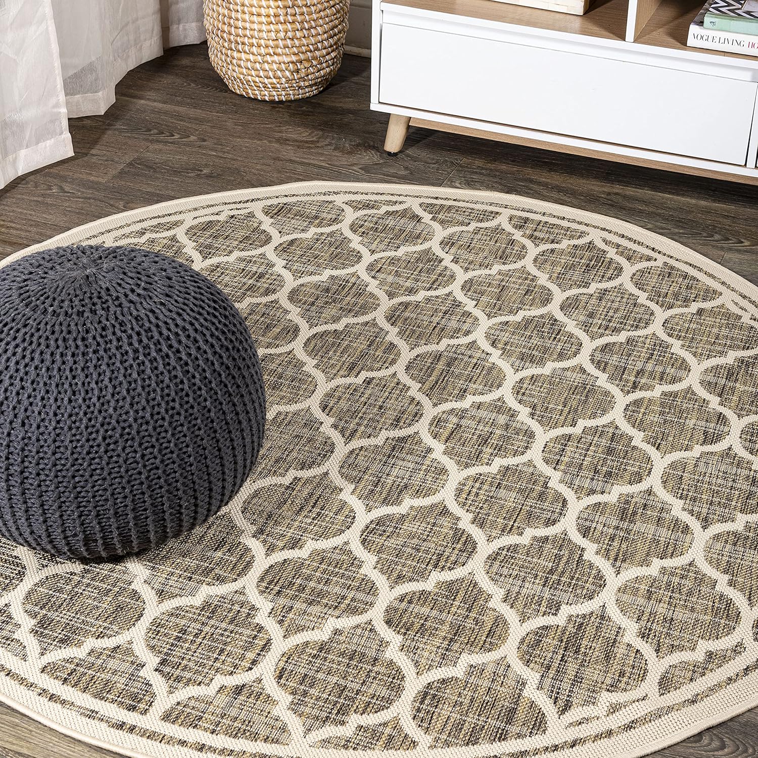 JONATHAN Y Moroccan Trellis Indoor Outdoor Round Area Rug 5 Ft