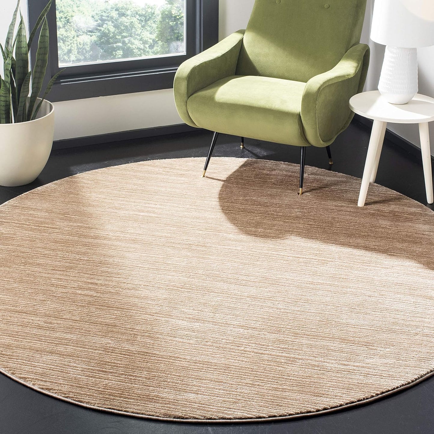 SAFAVIEH Vision Collection 6ft 7in Round Light Brown Area Rug