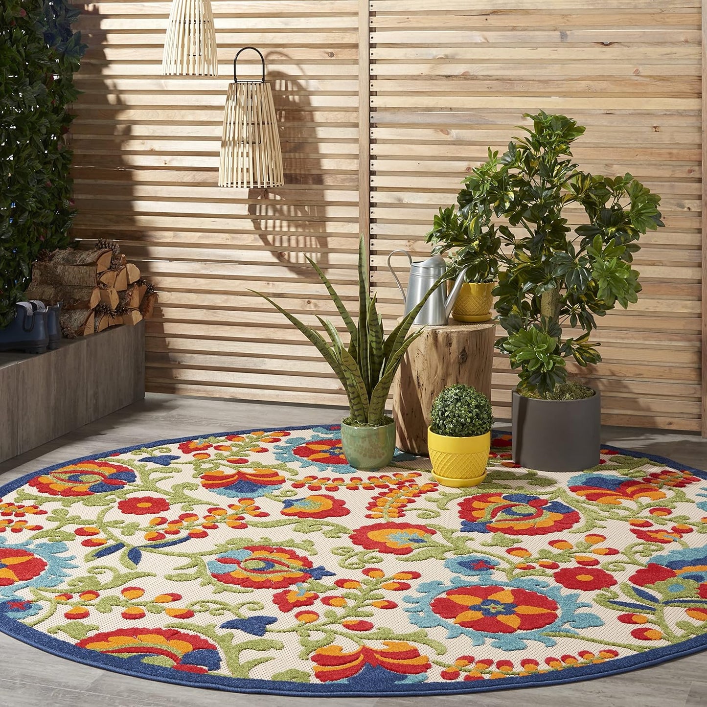 Nourison Home Aloha Indoor/Outdoor Multicolor Round Area Rug