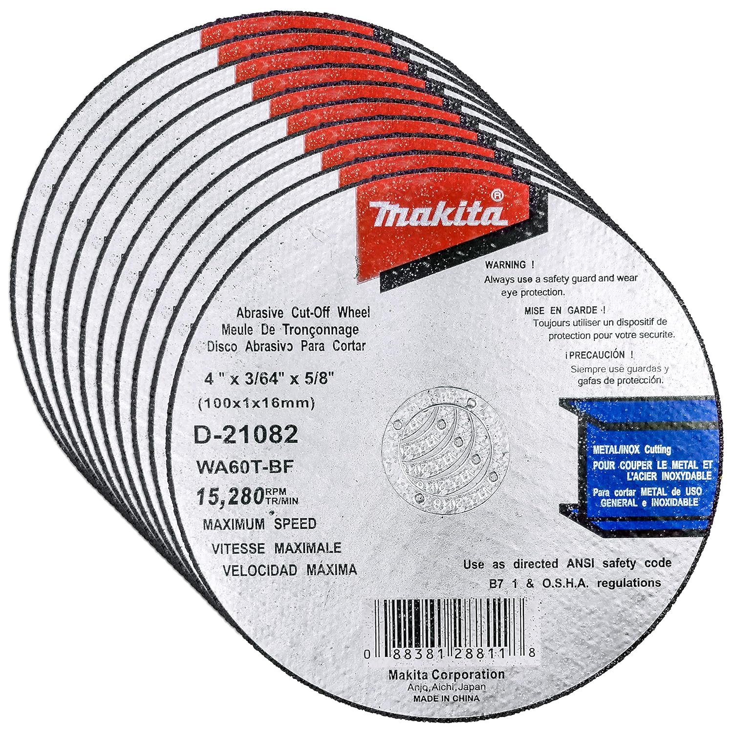 Makita 4 Cut Off Wheels - Aggressive Metal Cutting
