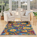 Nourison Aloha Indoor/Outdoor Navy Multicolor 4 ft x 6 ft - Bold