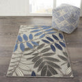 Aloha 2ft 8in x 4ft Gray/Blue Outdoor Indoor/Outdoor Rug - Durable