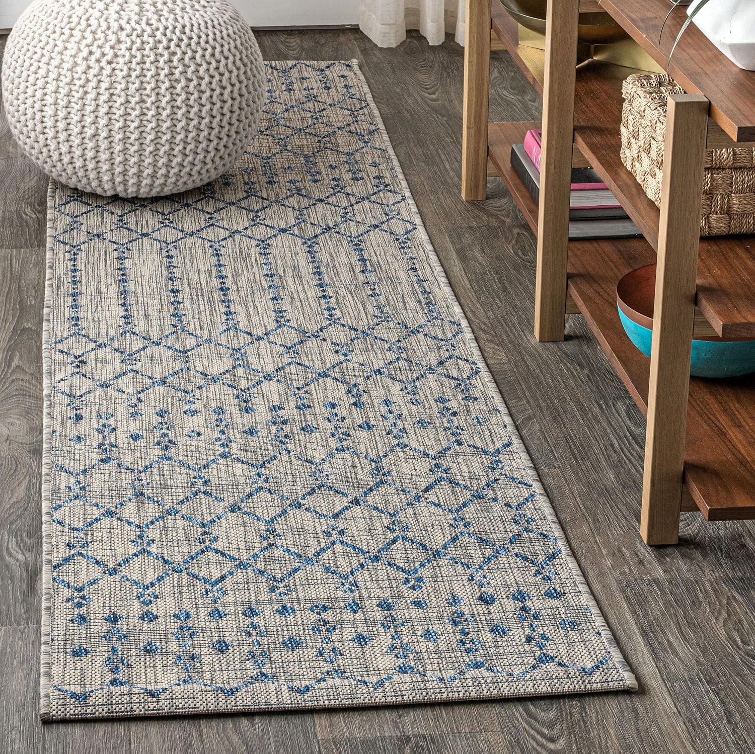 Moroccan Geometric Indoor Outdoor Runner Rug for High Traffic