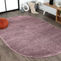 Haze Solid Low-Pile Light Purple 4x6 Oval Area Rug - Easy-Cleaning Pet
