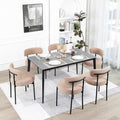 DYHOME Mid-Century Modern Dining Chairs Set of 6 - Camel Boucle