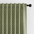 Sage Green Linen Curtains 52x84 in 2-Panel Set - Geometric Mudcloth