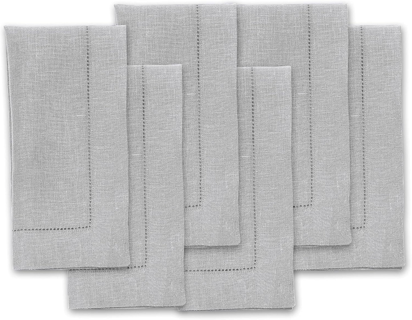 Classic Hemstitch Linen Napkins Set of 6 for Elegant Dining