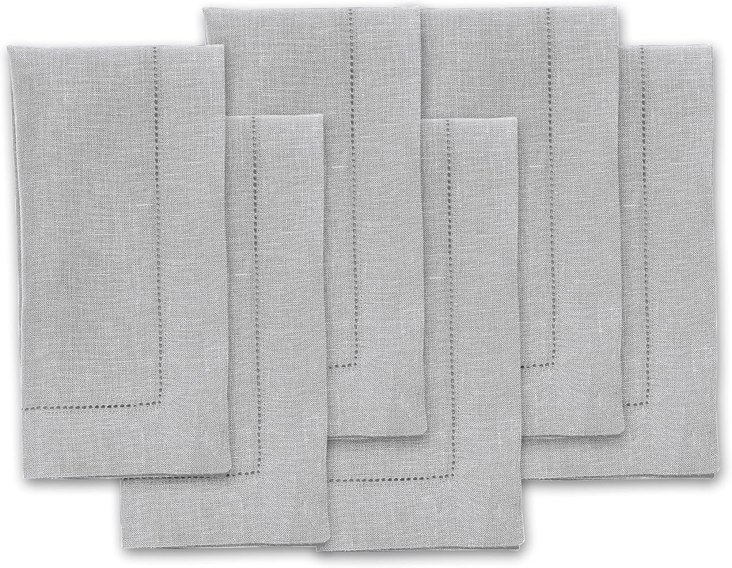 Classic Hemstitch Linen Napkins Set of 6 for Elegant Dining