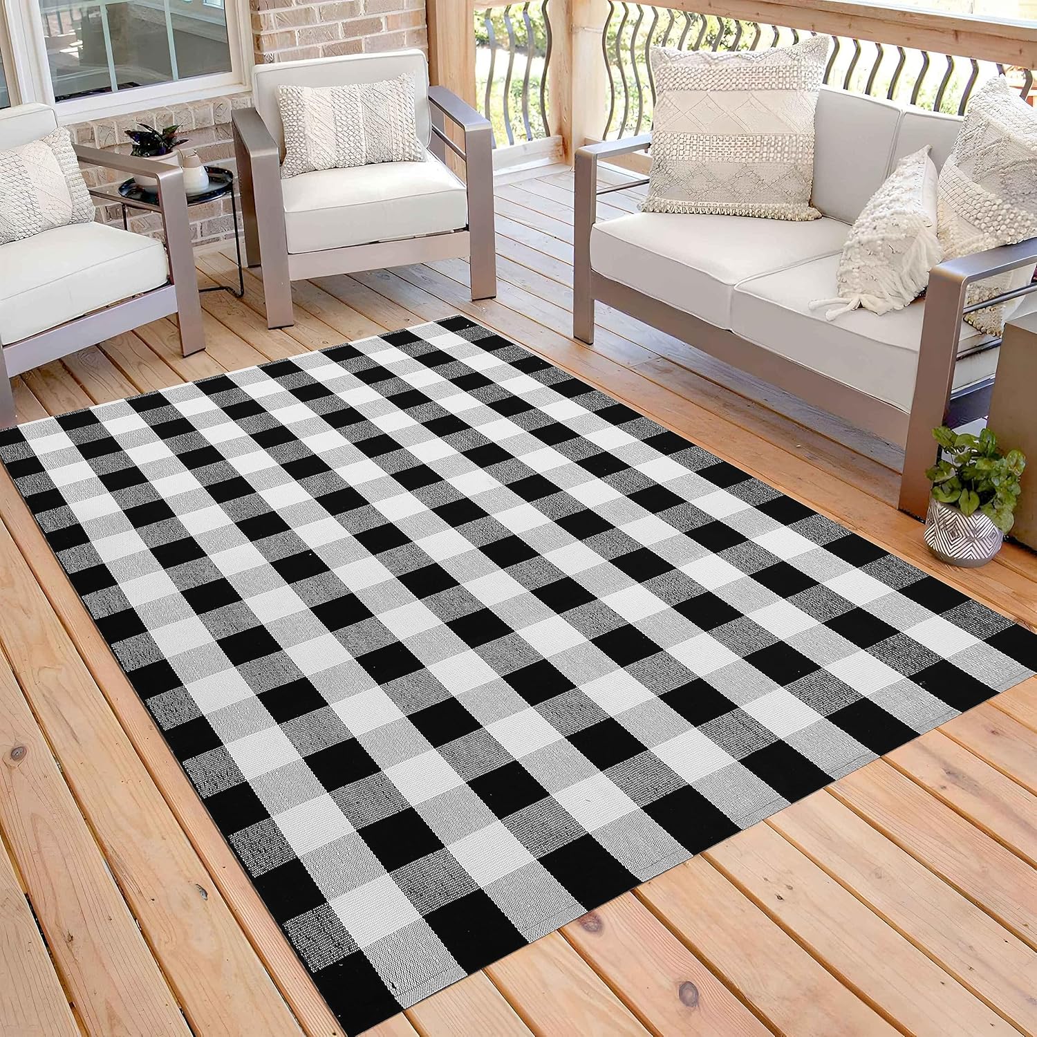 KOZYFLY Buffalo Plaid Area Rug 5 x 7 Ft for Living Room