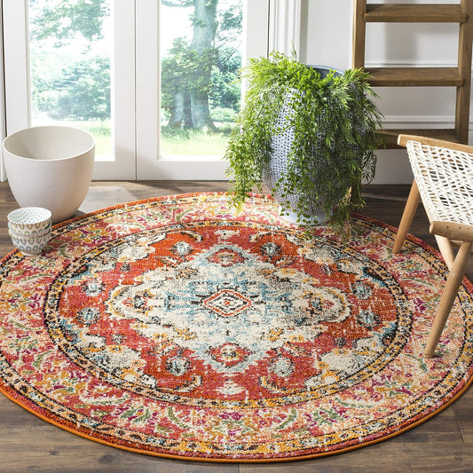 SAFAVIEH Monaco Collection Area Rug - 5ft Round, Boho Chic