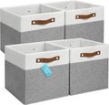12x12 Fabric Storage Bins Set of 4 - Cube Organizer Bins for Shelves