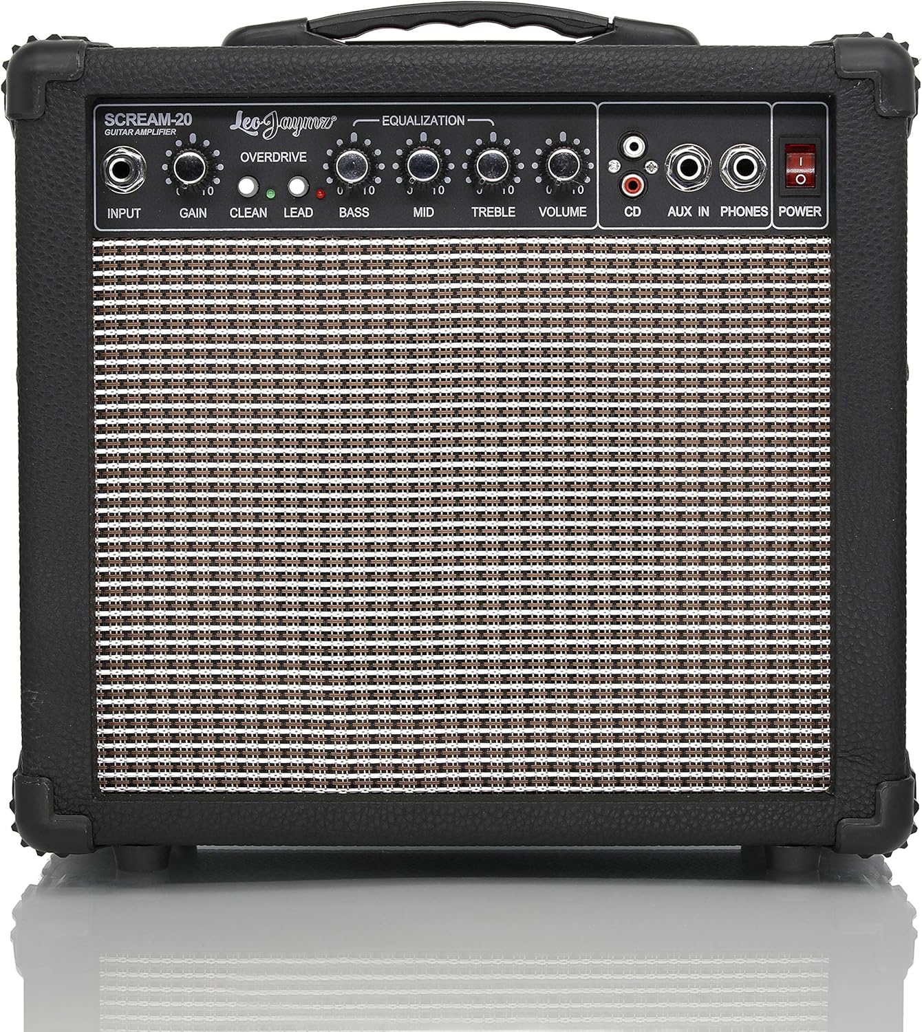 Leo Jaymz 20W Guitar Amp - Clean/Distortion, 3-Band EQ, CD Input - Versatile Sound