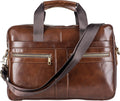 Genuine Leather Briefcase Laptop Messenger Bag for Men - Padded 14in