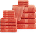LANE LINEN 100% Cotton Luxury Bathroom Towel Set - 16 Pc Living Coral