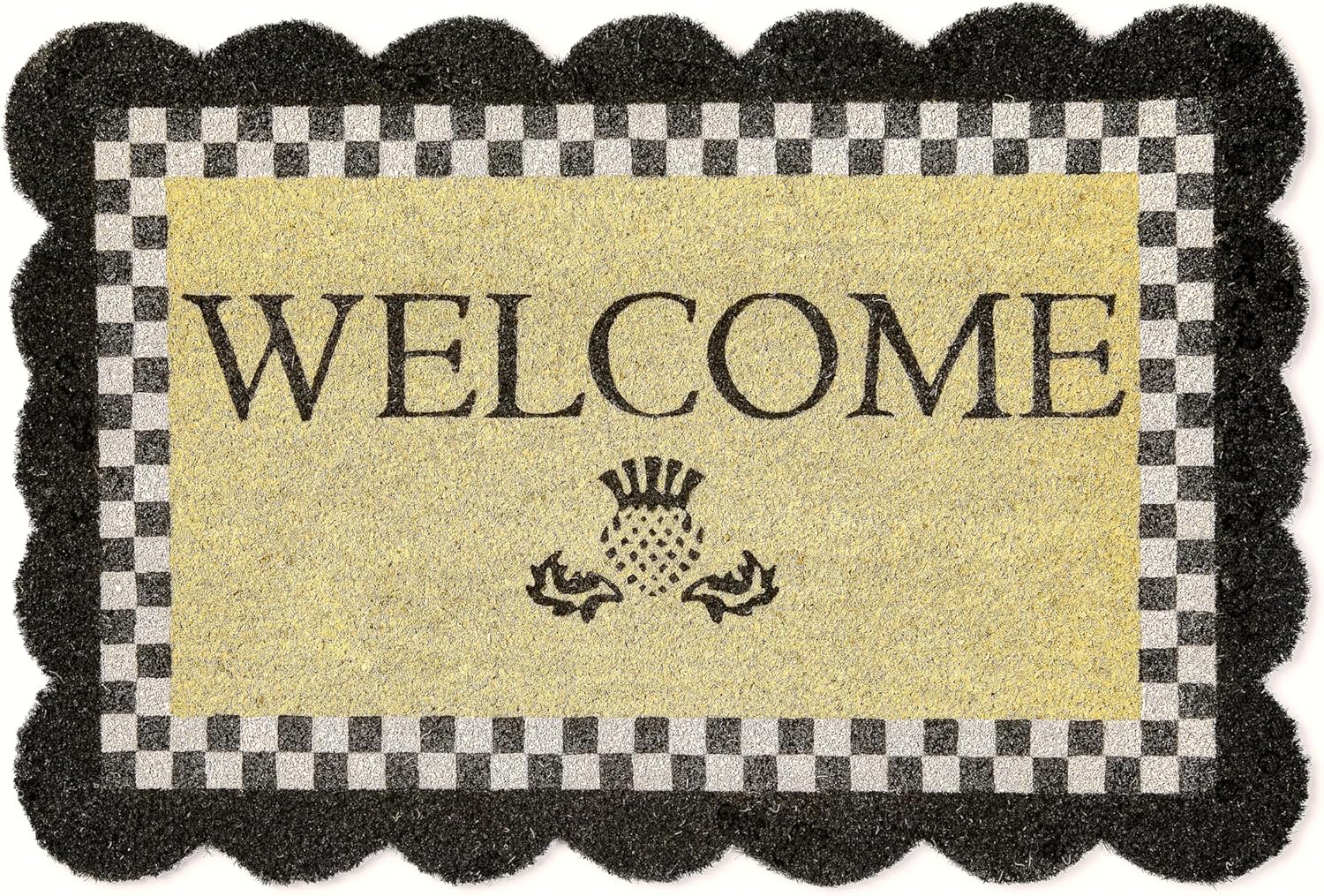 MACKENZIE-CHILDS Black Check Entrance Mat for Stylish Homes