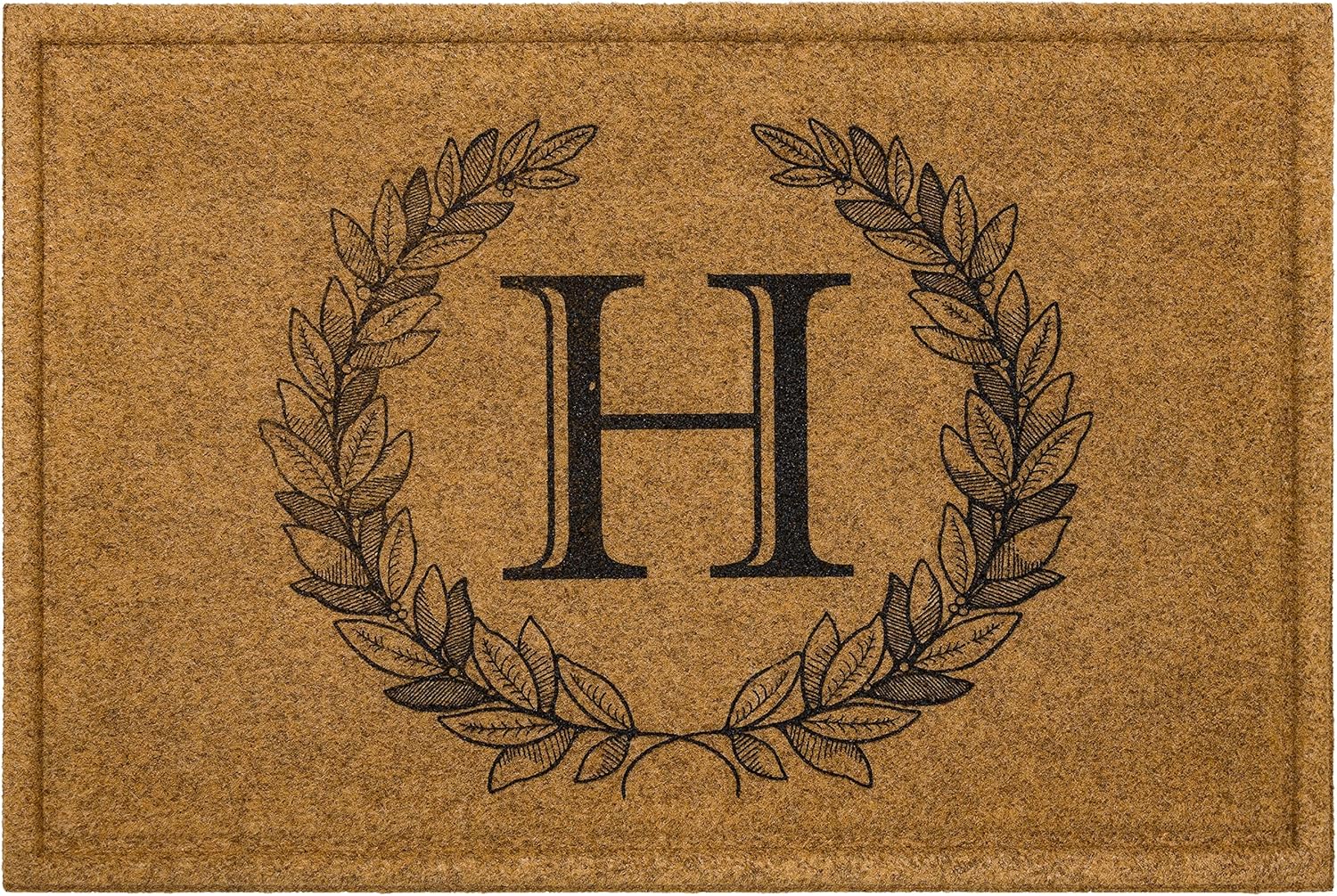 Mohawk Home Entryway Door Mat with Monogram Letter H Design