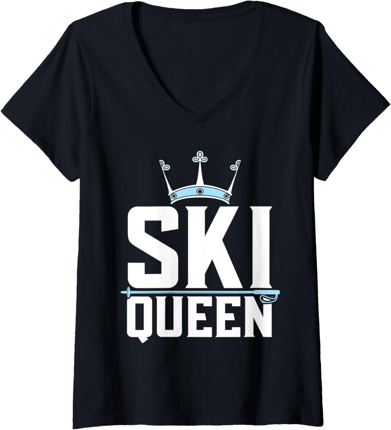 Ski Queen V-Neck Tee - Funny Gift for Skiers