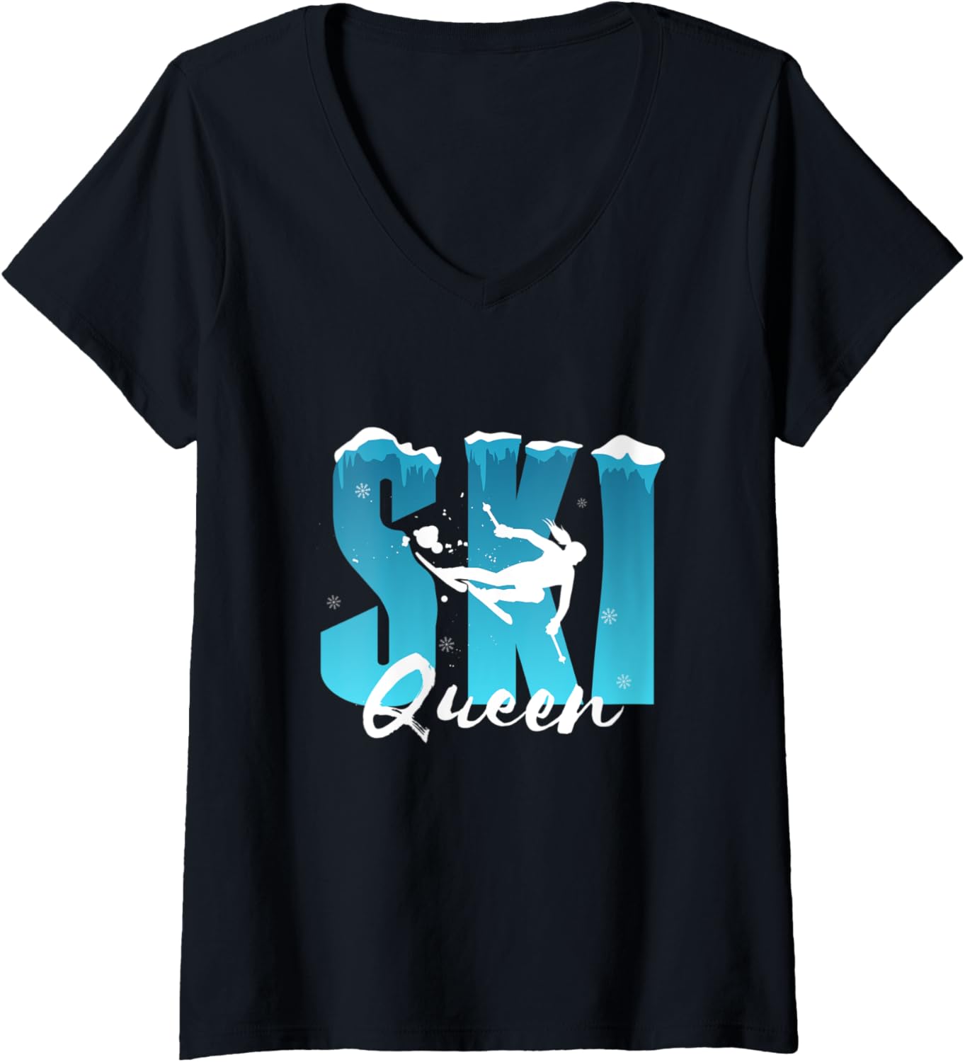 Ski Queen V-Neck Tee: Rule the Slopes!