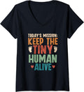 New Dad Funny V-Neck Tee - Keep Tiny Human Alive!