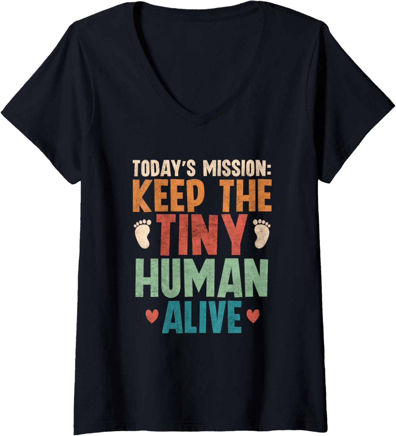 New Dad Funny V-Neck Tee - Keep Tiny Human Alive!