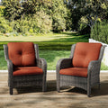 Outdoor Wicker Patio Dining Chairs Set of 2 - Comfortable Rattan