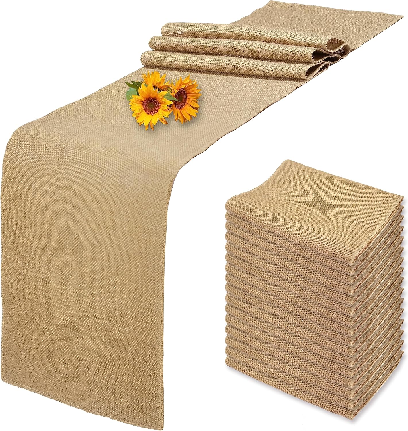 16 Pack Natural Burlap Table Runners for Rustic Decor Needs