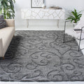 SAFAVIEH Florida Shag Area Rug 8ft 6in x 12ft - Plush Grey Scroll